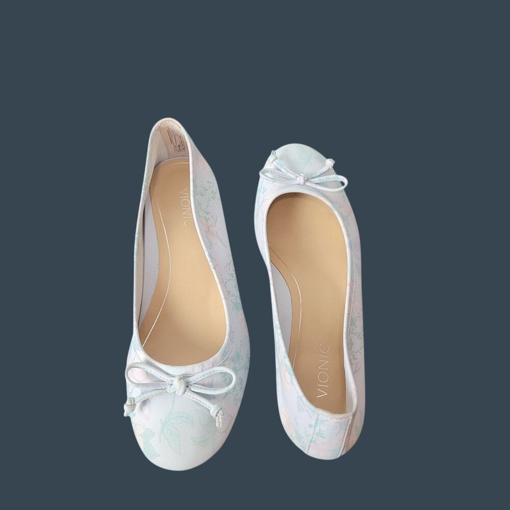 Vionic Callisto Womens Floral/Botanical Leather Flats Size 7 Pale Blue Orthaheel - Picture 8 of 15